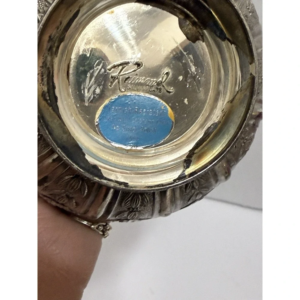 VTG Raimond Silverplate Ornate Footed Bowl Vintage‎ Tarnished Patina Pierced Rim